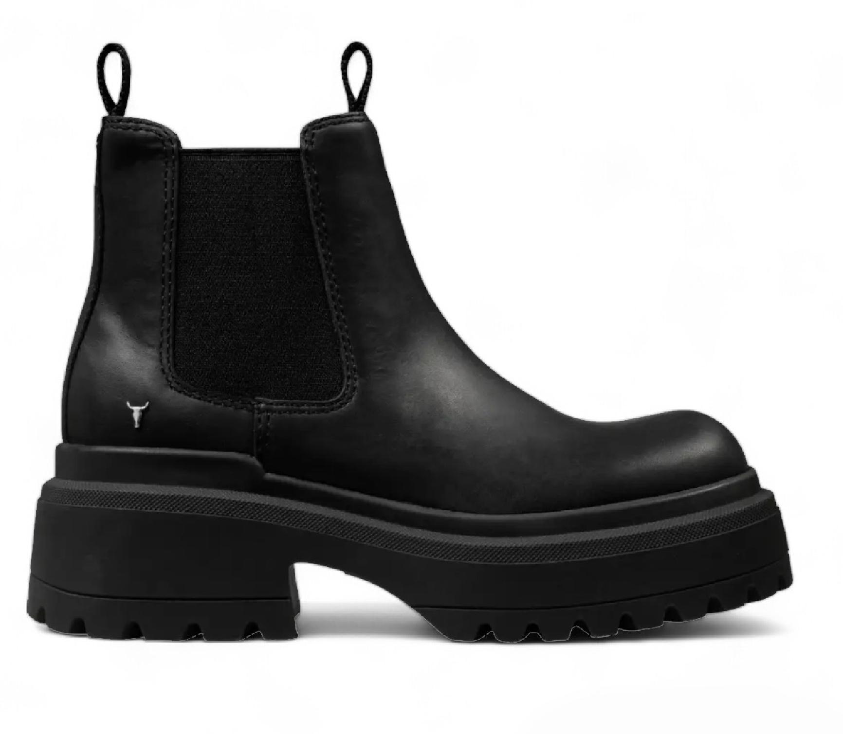 Windsor Smith – Schwarze Chelsea-Stiefel aus klobigem Leder – Dopamin