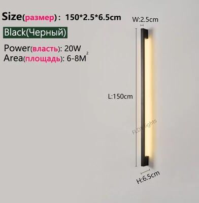 Inspired Living Nordic Glow LED Wall Lamp Modern Minimalist Long Wall Mounted Light black L150cm neutral Light(4000k)