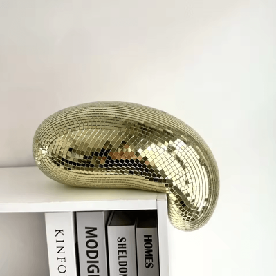 Uplift Curations Handcrafted Melted Disco Ball Mirror Funky Aesthetic Room Decor gold