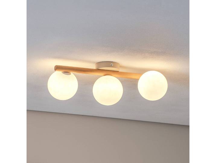 Deckenlampe Estera TK Lighting, dimmbar, Holz hell, für Wohn- / Esszimmer, Glas, Deckenlampe