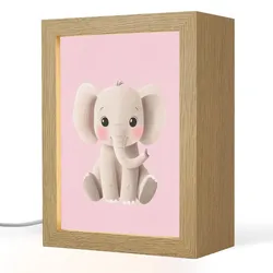 NACHTTISCHLAMPE Elefant - Baby - Rosa - Cartoon 15x20 cm