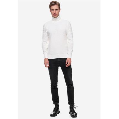 Rollkragenpullover RUSTY NEAL, Herren, Gr. M, weiß, 70% Polyacryl, 30% Baumwolle, unifarben, normal, hoch geschlossener Ausschnitt, Pullover Rollkragenpullover, in stilvollem Feinstrick