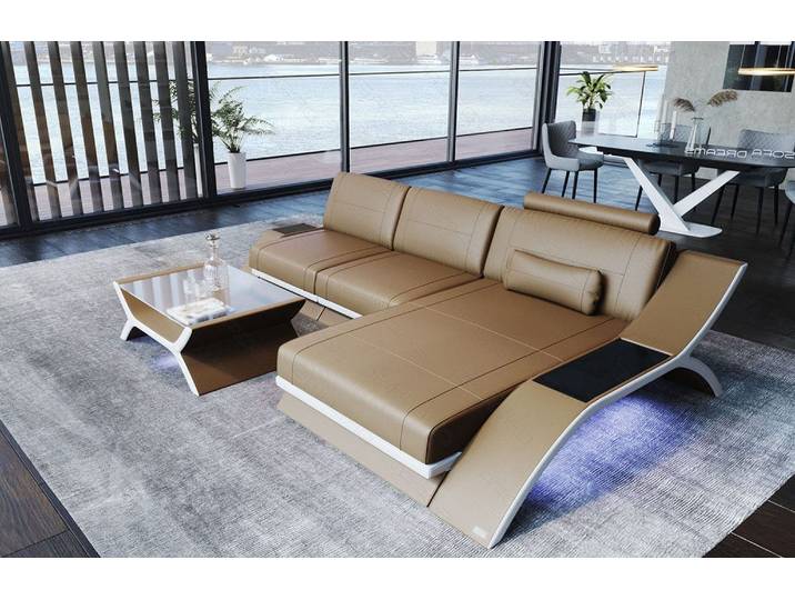 Couch Calabria L-Form in Leder