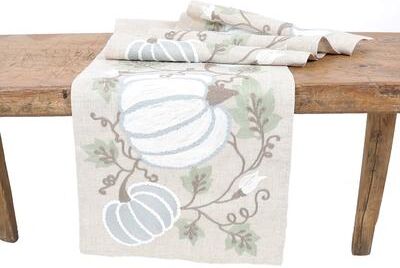 Manor Luxe "Harvest Pumpkins And Vines Fall Table Runner 16""x36"""