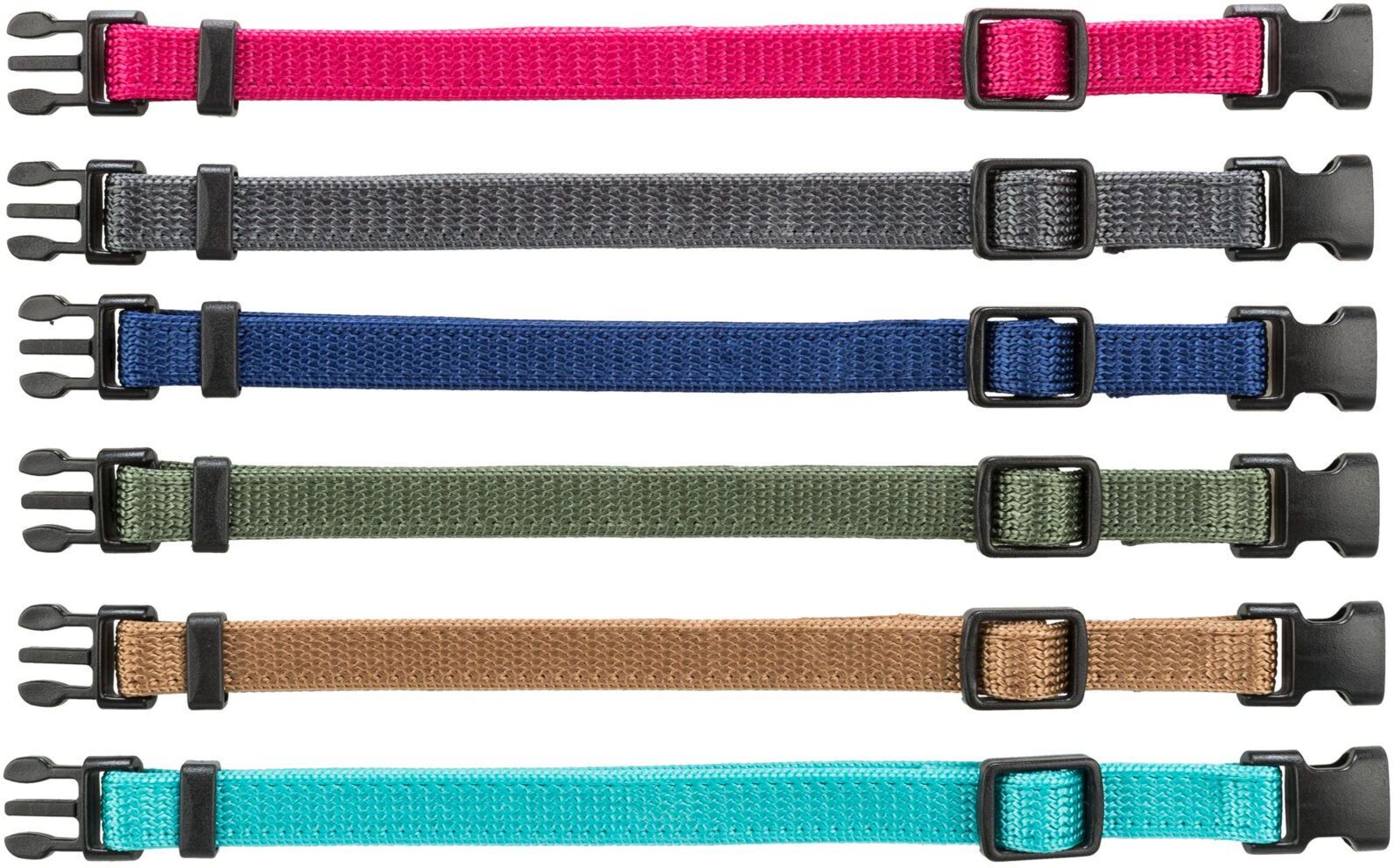 TRIXIE Junior Set Welpenhalsbänder, M–L: 22–35 cm / 10 mm, 6 Stück, fuchsia, grafit, indigo