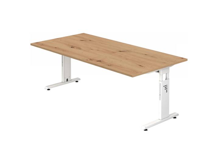 MEGA 2E W Schreibtisch 200 x 100 höhenverstellbar Asteiche/Weiß