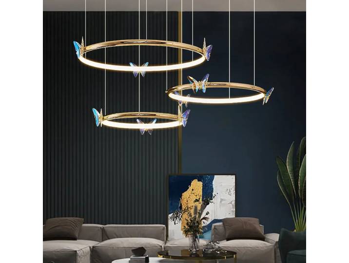 Moderne créatif coloré cristal papillon LED plafonnier hôtel salon Restaurant lustre décor à la maison luminaires