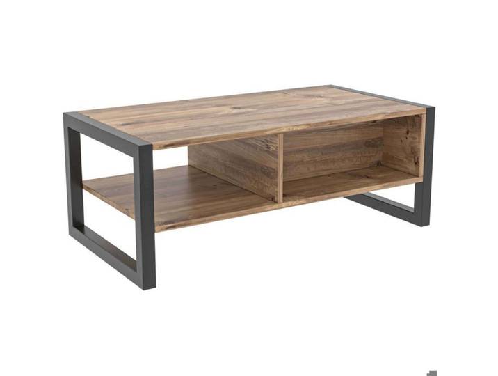 Table basse BOBOCHIC BAINKA Bois Marron Pieds métal Un tiroir Mélaminé