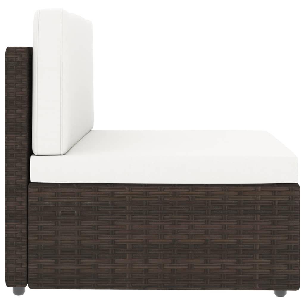 Modulares Zweisitzer-Sofa in Braun, gefertigt aus Poly-Rattan und Hartholz, mit bequemen Kissen