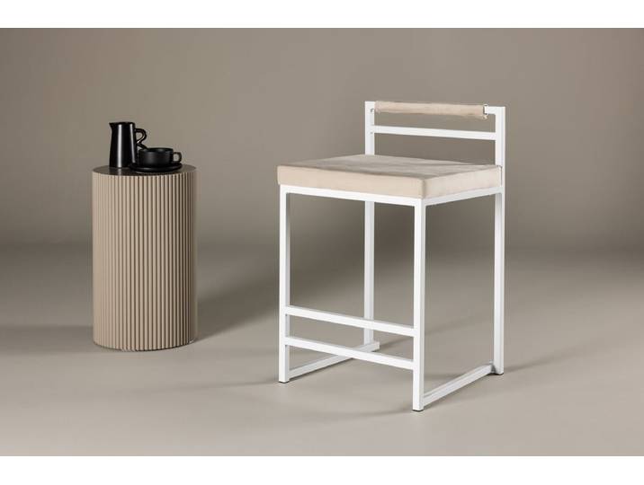 Barhocker Crystal - mit beiger Samtoptik - Beige - Luxusbetten24