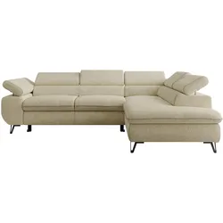 ECKSOFA PABLO L Creme Struktur - Rechts Seite