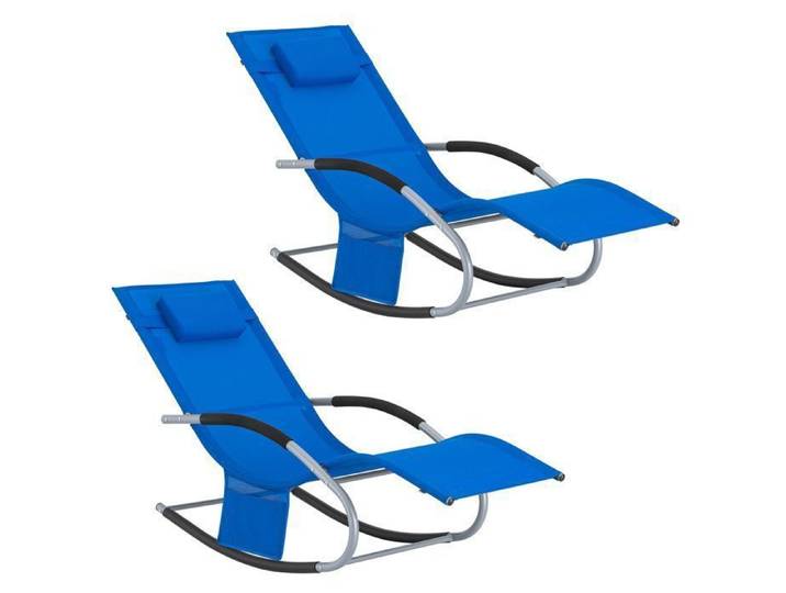 SoBuy Lot 2 Chaises Longues Transat Pliable Jardin Aluminium – Bain de Soleil Ergonomique Relax Extérieur Bleu Royal OGS28-KBx2