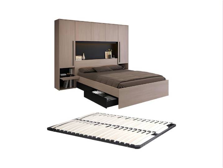 Cadre de lit panneau de particule noir 140 x 190