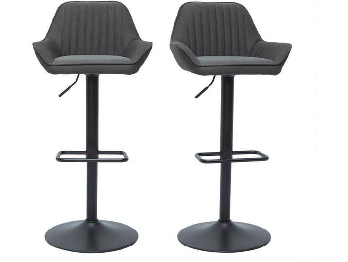 Tabourets de bar réglables design en tissu gris anthracite (lot de 2) RONNIE