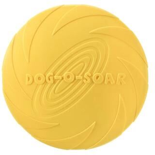 Inspire Select Interactive Silicone Flying Saucer Dog Toy Chew Resistant Flying Disc For Puppy Training, Fetch & Outdoor Play yellow l