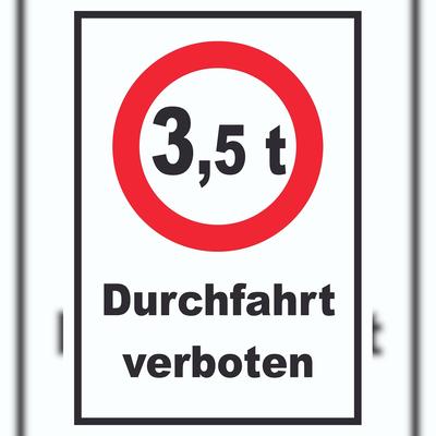 HB-Druck Durchfahrt verboten 3,5 Tonnen Schild A0 Rückseite selbstklebend