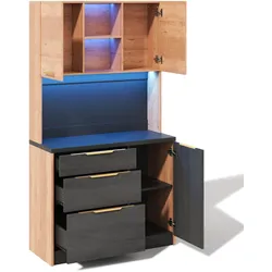STILVORA Hochschrank MDF Neutral mit LED-Beleuchtung und EU-Steckdose
