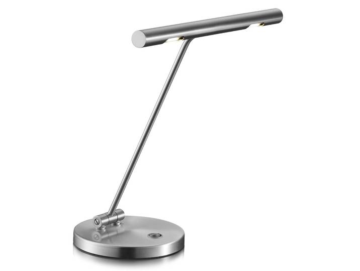 Knapstein LED Tischleuchtelampe GLIMMER, alu / grau / zink, für Arbeitszimmer / Büro, Metall, Design