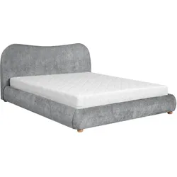 POLSTERBETT Sonho, Doppelbett 160x200 cm mit Taschenfedernmatratze 26 cm, Chenille-Stoff, Grau