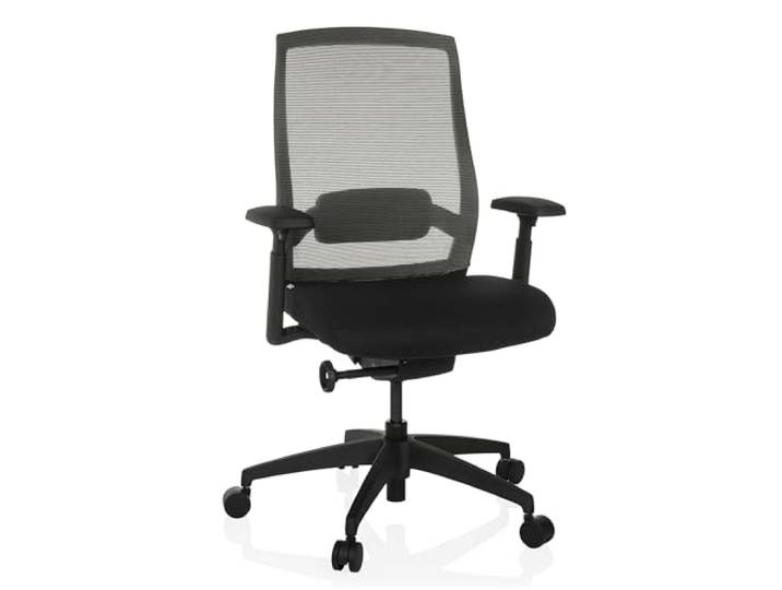 hjh OFFICE Ergonomischer Bürostuhl Colore Profi Drehstuhl, Sitztiefe & Lordosenstütze verstellbar, atmungsaktive Rückenlehne, Schwarz