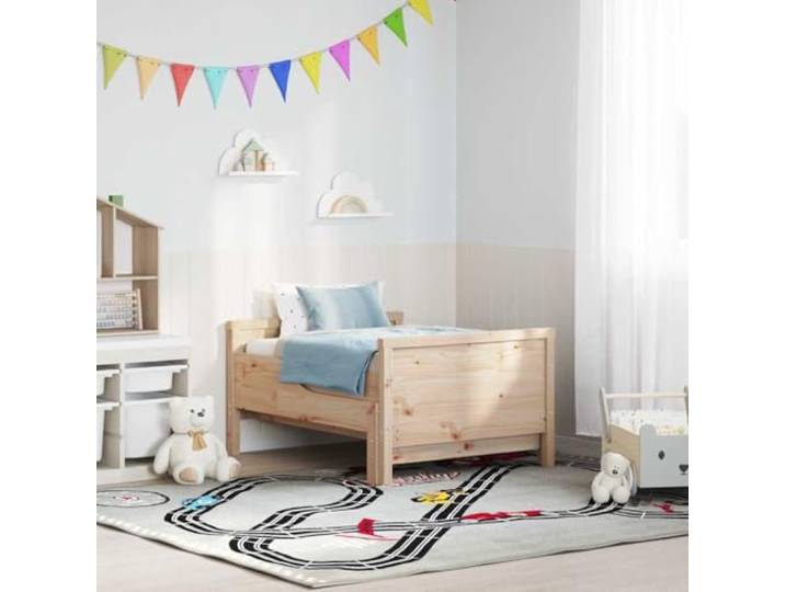 KTHLBRH Bettgestell, braun, 80 x 200 cm, Holz, mehrschichtig Massives Kiefernholz, Kopf- und Fußteil, modernes Design, einfache Reinigung