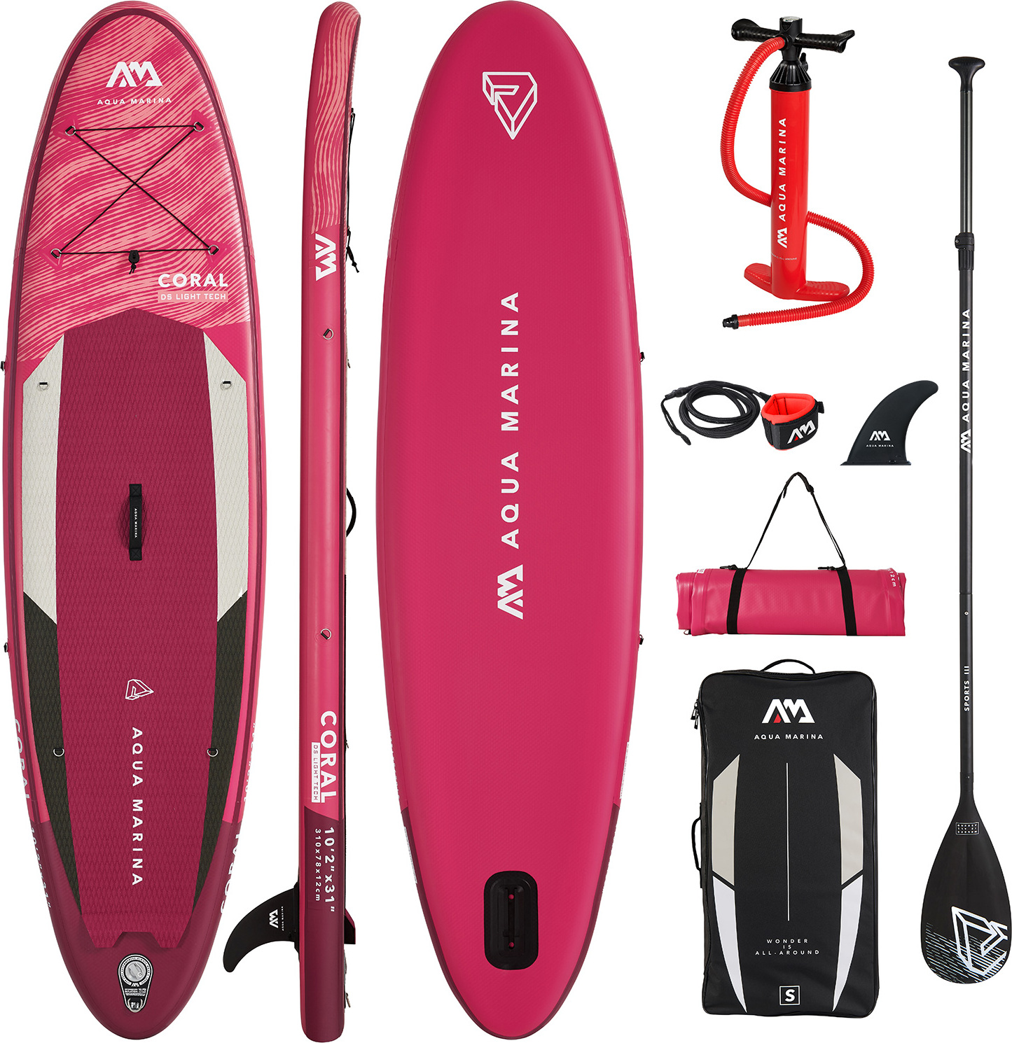 Aqua Marina CORAL 2022 Board Stand Up Paddle Aufblasbar Surfboard BT-21COP
