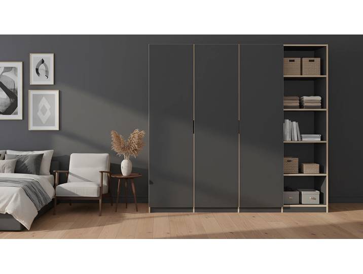 Kleiderschrank in Multiplex Optik von Pickawood Premium Dekore Schwarz Multiplex Kante