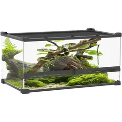 Terrarium für Reptilien Glasterrarium 34L mit Frontbelüftung Schwarz