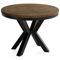 ESSTISCH Clara runder ausziehbarer, Eiche Braun Rustikal 120-200/120/76 cm