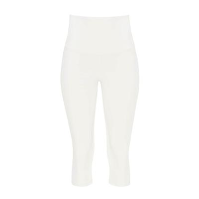 Leggings WINSHAPE "3/4 Functional Comfort HWL217C", Damen, Gr. XXL, Normalgrößen, weiß (cream), 85% Polyester, 15% Elasthan, Hosen Leggings, mit V-Shape Applikation und Core-Bund