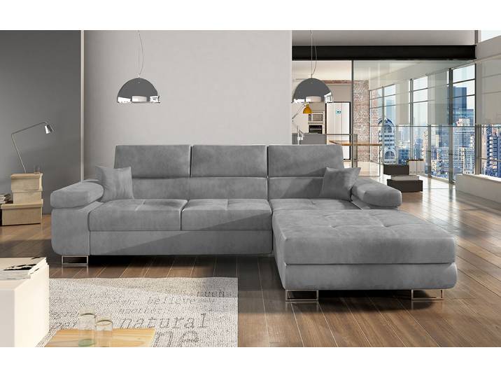 NABBI Ecksofa mit Zersetzung u Lagerraum Alkazar P - hellgrau (Monolith 84)