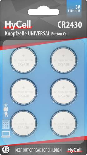 HyCell Knopfzelle CR2430 3V 6 St. Lithium 6er Blister Lithium Knopfzellen CR2430