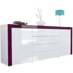 SIDEBOARD La Paz Weiß Hochglanz / Brombeer Hochglanz