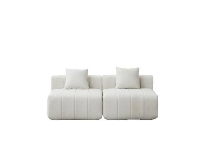 Canapé modulable en chenille beige – 2 places 2 coussins sans montage