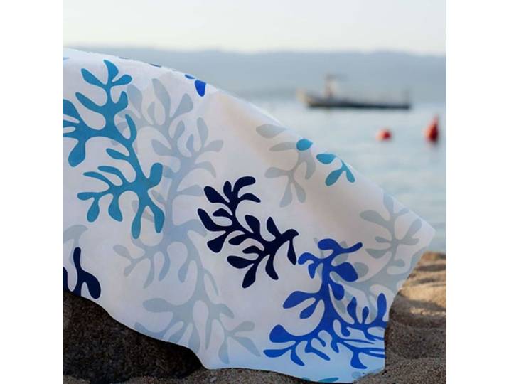 Nappe enduite bleue ovale 160 x 200 cm