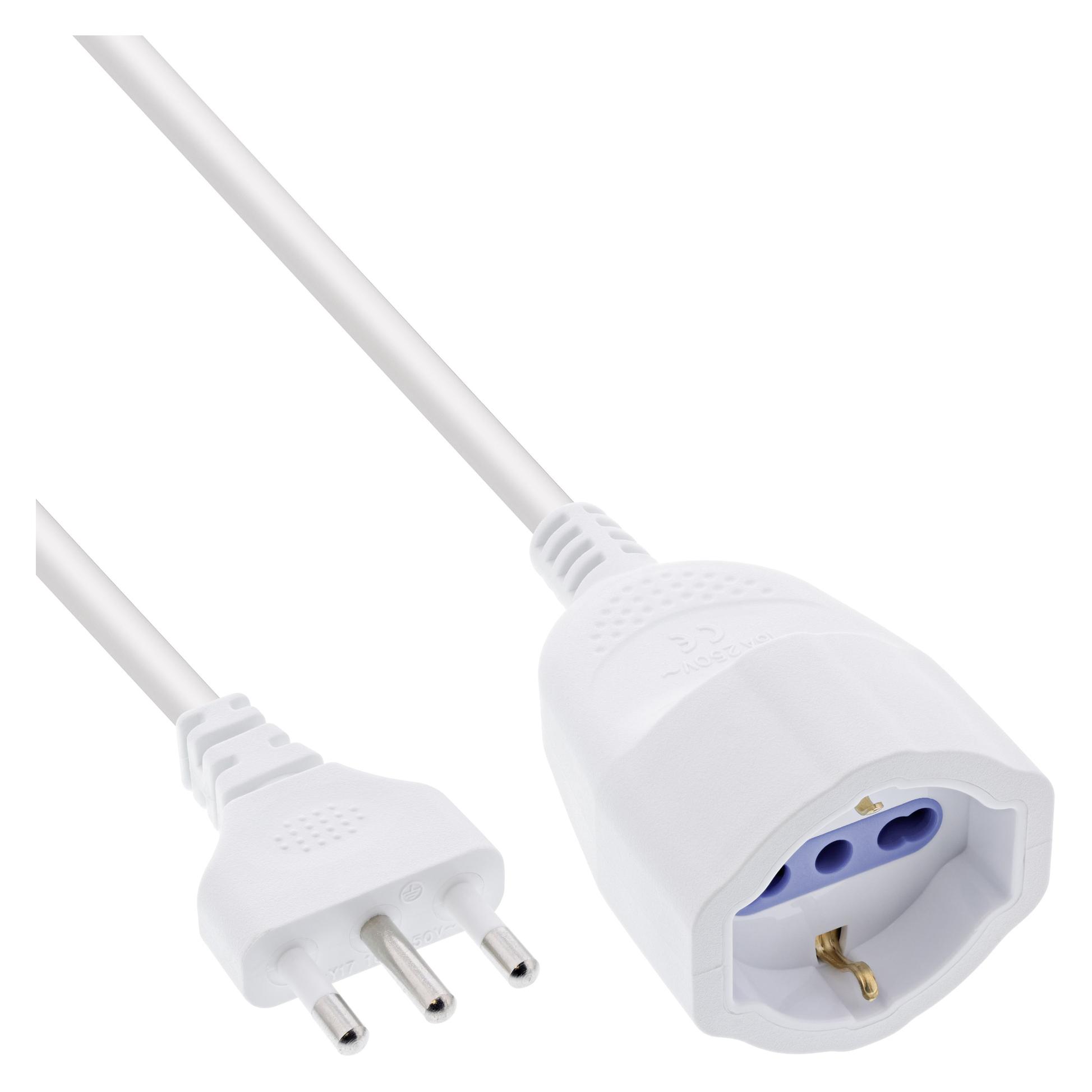InLine Strom-Verlängerung Schutzkontakt ITALIEN Stecker L / Buchse F (5 m, Typ 13, Typ 15) (16405I)