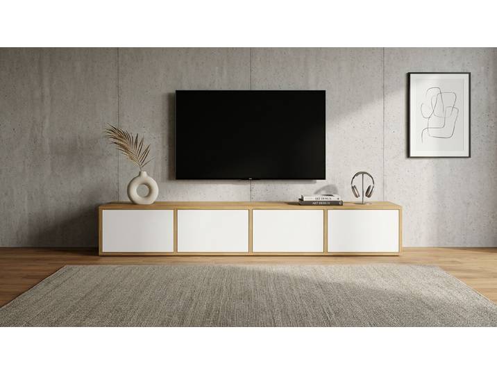 Breites Lowboard für TV - TV-Sideboard mit vielen Optionen Eiche Natur geölt