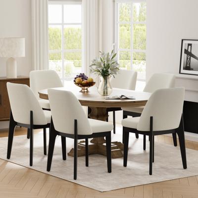 Keoni Modern Fabric Upholstered Dining Room Chair Kitchen with wood legs - N/A