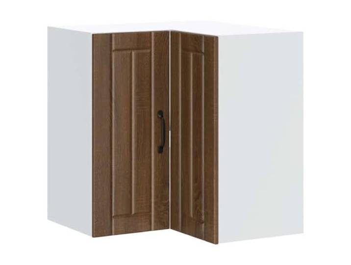 fsahslih Küchen-Eckhängeschrank Lucca 57x57x60cm Braun Eichen-Optik Platzsparende Wandmontage für Küche & Speisekammer. Robustes Holzwerkstoff-Design mit 70 kg Gesamtbelastbarkeit.