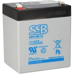SSB Battery SBH190-12 High-Rate AGM Bleiakku 12V 5,1Ah – 187,5W/10 Min. – Faston T2