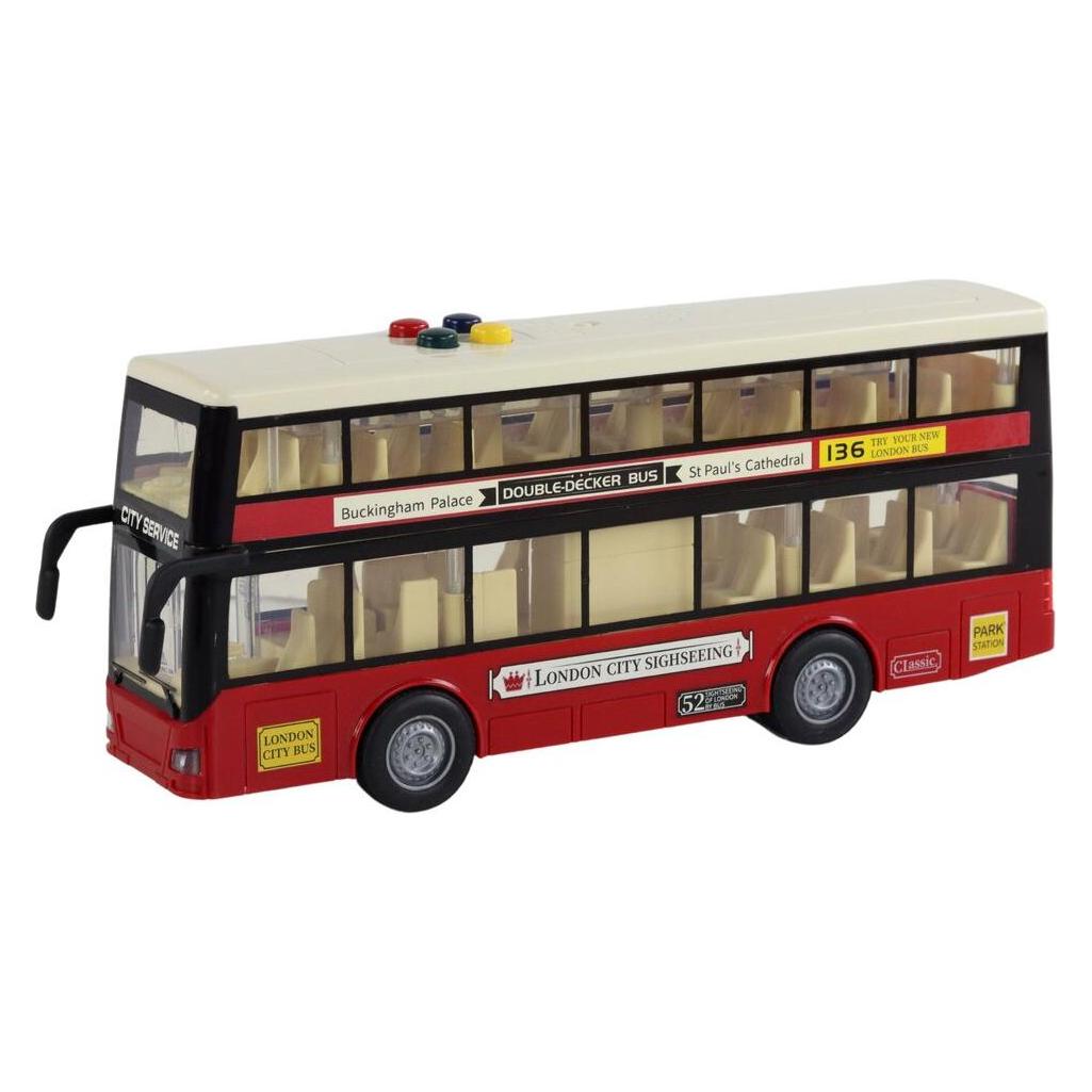 Lean Toys Doppeldeckerbus, rote Ampel, Sound 1:16 (42764290)