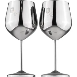 BerlingerHaus Metall-Weinglas-Set, 2tlg., je 550 ml, Weingläser, Silber