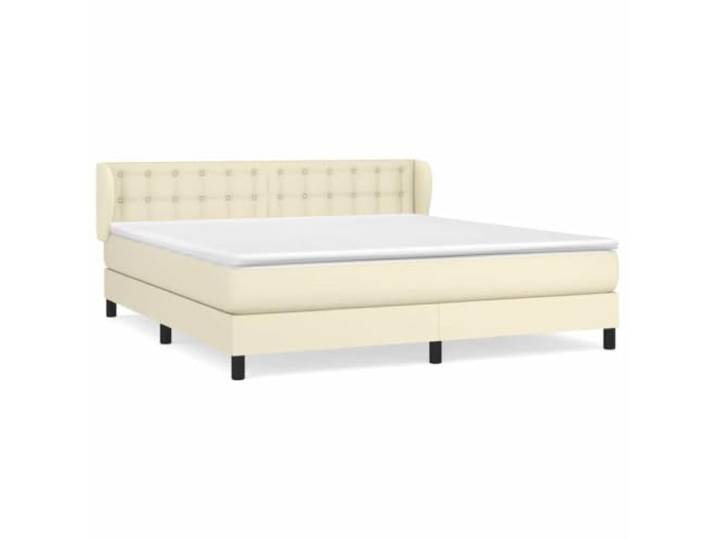 PUGYNBK Boxspringbett aus Kunstleder, 160 x 200 cm Verstellbares Kopfteil, Taschenfedern, mittlere Härte, einfache Reinigung