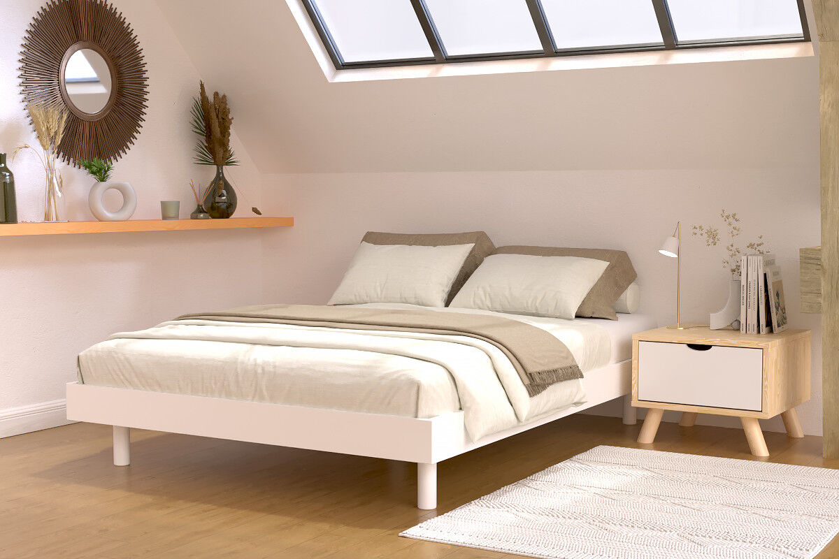 ABC MEUBLES Lattenrost 140x200 Kit Noé aus Massivholz - Weiß