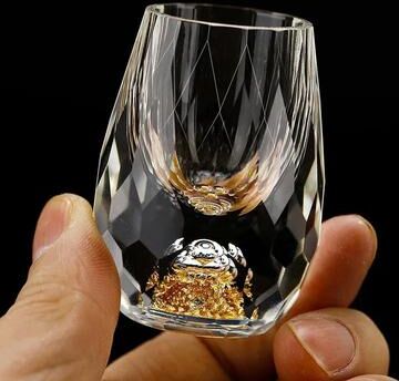 Uplift Treasures Luxury Crystal Glass With Gold Foil Double Bottom Luxury Crystal Glass With Gold Foil Double Bottom