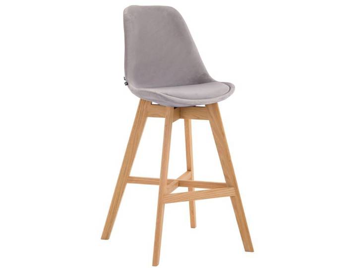 Tabouret de bar chaise haute design scandinave moderne en velours gris 10_0000931