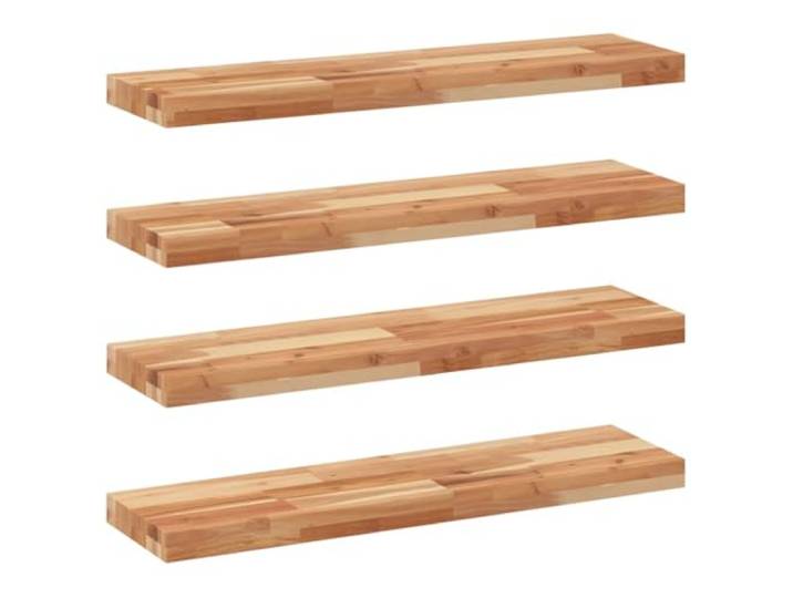 4 Stück Wandregal 100x20x4cm Akazienholz geölt Massives Akazienholz, Öl-Finish, Wandmontage, Leiterarrangement, Küche Badezimmer Wohnzimmer