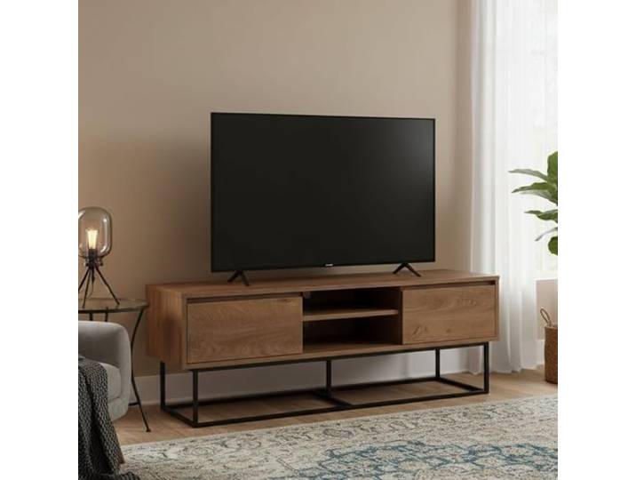 Dmora TV-Möbel Selena 140x40x50h cm Braun, 1 Regal, 2 Fächer