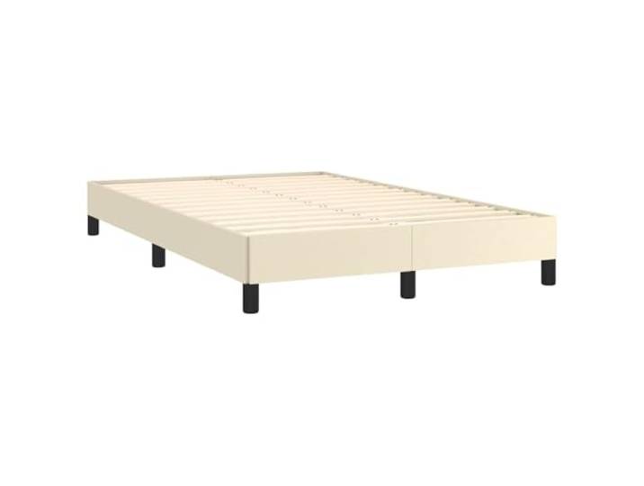 KTHLBRH Bettgestell Creme 120 x 190 cm Kunstleder Lattenrost inklusive, robuste Beine, leicht zu reinigen, Bettgestell mit stabiler Struktur