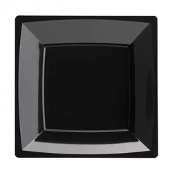 Sovie Tableware Teller MILAN tief aus Plastik, 17,2 x 17,2 cm, Schwarz, 12 Stück - Einweg